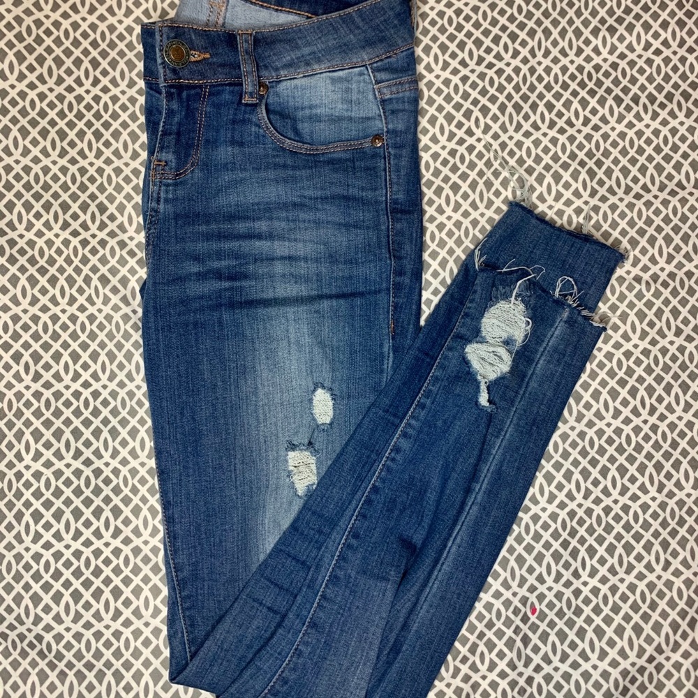 Enjean skinny distressed jeans 0